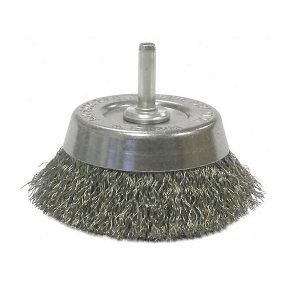 Weiler 2 3/4" Crimped Wire Utility Cup Brush .0118" Steel Fill 1/4" Stem 14302