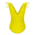 thumbnail image 5 of UTSJKR Deals One Piece Swimsuit for Women Tummy Control Ruched Bathing Suit Sexy High Cut Swimwear V Neck Swim Suit Yellow L, 5 of 7
