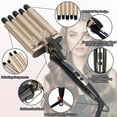 thumbnail image 3 of 5 Barrel Curling Iron Wand, Ceramic Tourmaline Triple Barrels Hair Waver with LCD Display, Temperature Adjustable Hair Crimper, Hair Waving Styling Tools for Women, Christmas Mother's Day Gift, 3 of 8