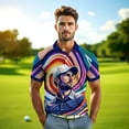 thumbnail image 3 of HOMYGIFTS Men’s Golf Polo Shirt – Custom Golfer Art Design with Colorful Mosaic Pattern, 3 of 14