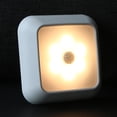 thumbnail image 4 of Inteprter Luz nocturna Sensor de movimiento 6 LED Luz Lámpara de noche de inducción humana para hotel en casa Iluminación y accesorios Luz cálida de concha blanca cuadrada, 4 of 6