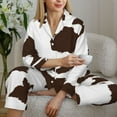 thumbnail image 6 of Vsdgher Brown Cow Pajamas Set Long Sleeve Sleepwear Womens Button Down Nightwear Pj Sets-Large, 6 of 7