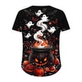 thumbnail image 3 of Ichuanyi Womens Plus Size Halloween Graphic Tees Short Sleeve Holiday T Shirts Crewneck Print Tops, 3 of 5