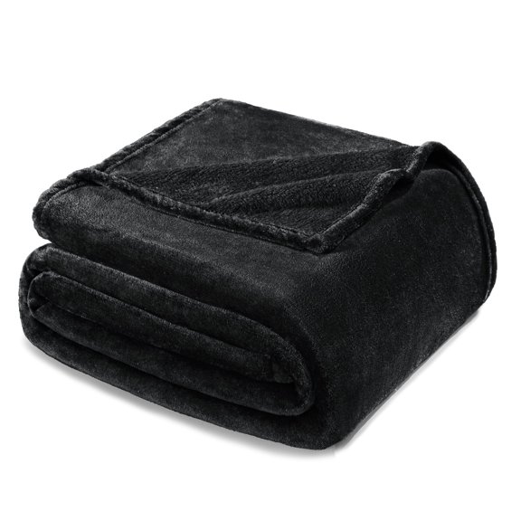 Exclusivo Mezcla King Size Flannel Fleece Velvet Plush Bed Blanket as Bedspread, Coverlet, Bed Cover (90"x104", Black)