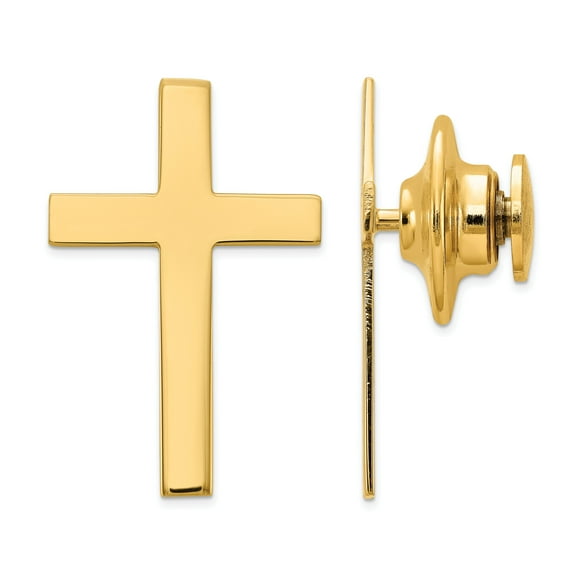 14K Yellow Gold Cross Tie Tac Lapel Pin Jewelry