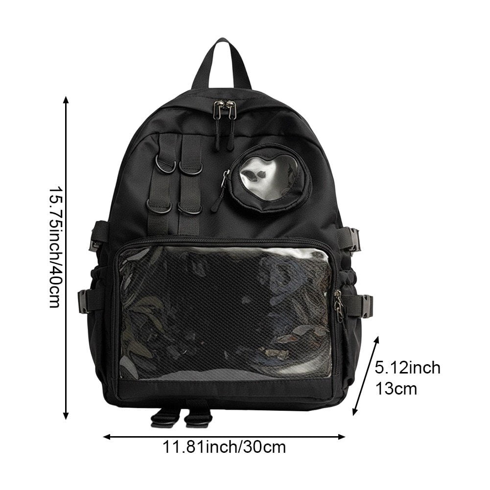 Hzzsbu Ita Backpack, Bag Transparent Backpack College Rucksack Casual Daypack Pin Display Itabag for Women