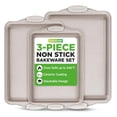 thumbnail image 1 of Juego de 3 Charolas Antiadherentes para Hornear NutriChef, Sartenes de Acero al Carbono Premium con Mangos de Silicona Negra, Distribución Uniforme del Calor, Libre de PFOA/PFOS/PTFE, Mármol Crema, 1 of 6