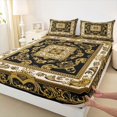 thumbnail image 4 of jejeloiu Rustic Baroque Queen Sheets For Men Women,Classic Print Queen Sheet Sets,Gold Black,4pcs,1 Flat Sheet, 1 Fitted Sheet and 2 Pillowcases, 4 of 6