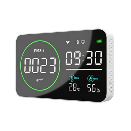 

4 in 1 PM2.5/Temperature/Humidity/Time Display Air Quality Monitor 10 Inch LED Screen Full Display