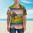 thumbnail image 6 of Picia Horse Sunflowers Gentle Cotton Regular Fit Short Sleeve Casual Hawaiian Shirt for Men-3X-Large, 6 of 9