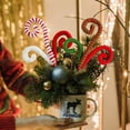 thumbnail image 2 of 6PC Set Red/Green Christmas Tree Decorations Picks Christmas Woolen Candy Curly Pick, NOGIS Christmas Tree Decorations Home Office Vase Party Ornaments (Green), 2 of 7