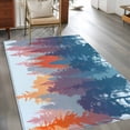thumbnail image 2 of Boho Forest Silhouette Area Rugs 3'x5', Washable Small Throw Rugs for Living Room Bedroom, Retro Abstract Forest Trees Blue Indoor Outdoor Rug Non-Slip Low Pile Carpet Runner Reversible Floor Mats, 2 of 8