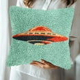 thumbnail image 5 of Latch Hook Kits Pillow Ufo Stamped Pillowcase Handamade Crochet Yarn Hook and Latch Emboridery Throw Pillow cover for Home Sofa Decor 17x17inch(1), 5 of 8