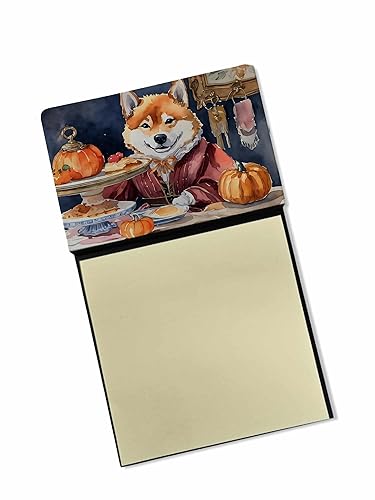 Shiba Inu Fall Kitchen Pumpkins Sticky Note Holder 3.25 in x 5.25 in