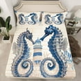 thumbnail image 2 of Feelyou Cartoon Seahorse Teens Full Size Sheets, Nautical Lighthouse Bed Sheets, Kawaii Ocean Animal Sheet Sets, Lightweight Room Decor, 4-Piece, 2 of 7