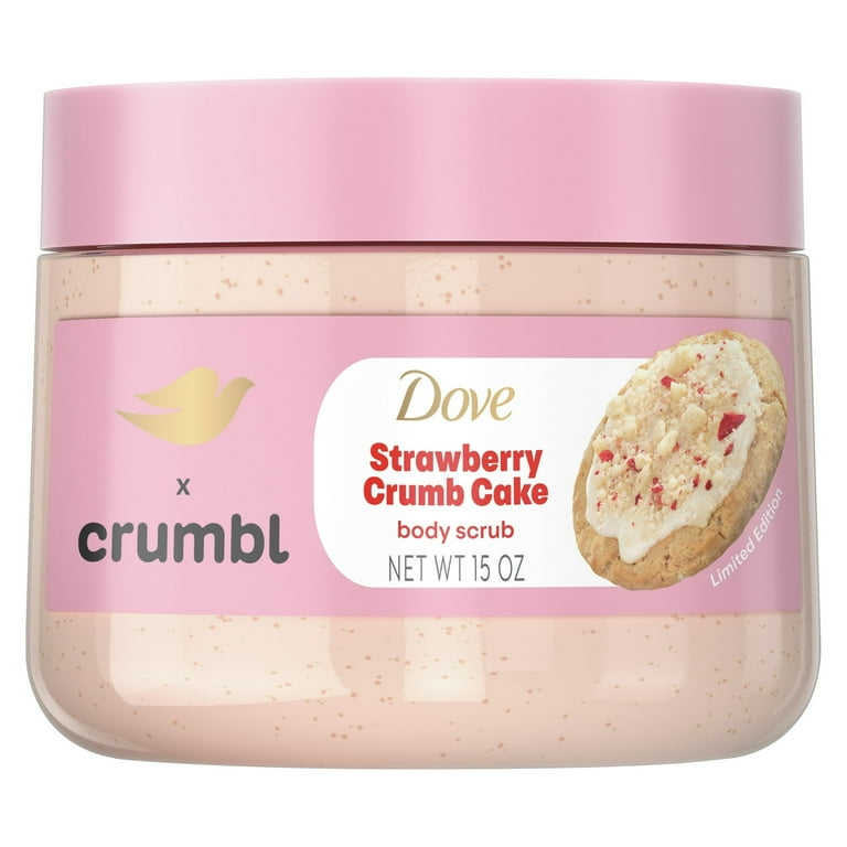 Dove x Crumbl Strawberry Crumb Collection - Scrub (15 oz), Liquid Hand Wash (12 oz), Body Wash (20 oz), and Aluminum-Free Deodorant Stick (2.6 oz)