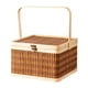 thumbnail image 1 of Cesta de bambú con asa plegable, caja organizadora de dulces de boda, cesta de regalo tejida a mano para servir pan, pastelería, favores de fiesta, 1 of 8