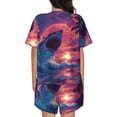 thumbnail image 4 of Womens Pajama Sets With Pocket, Hawaiian Island Beach Shark Lounge Sets Short Sleeve Sleepwear PJ Sets for Women, 4 of 6
