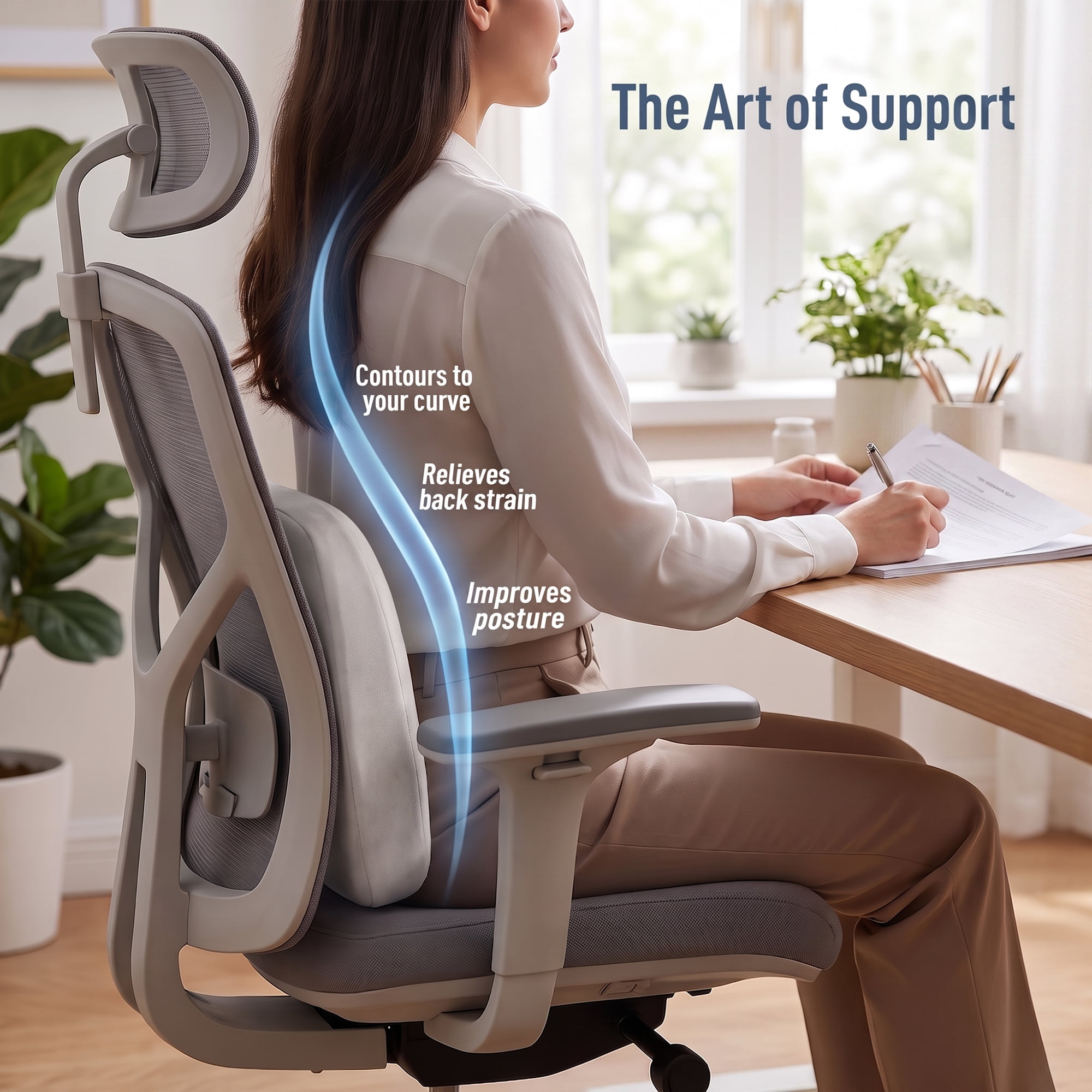 Unique Bargains U-shaped Lumbar Support Pillow for Back Support Light Gray 15.7" x 10.6"