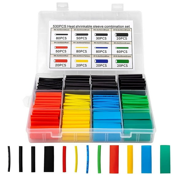 TopLLC Cable Heat Shrinkable Tube 530PCS Heat Shrink Tubing Electric Insulation Tube Shrink Wrap Cable Sleeve on Clearance