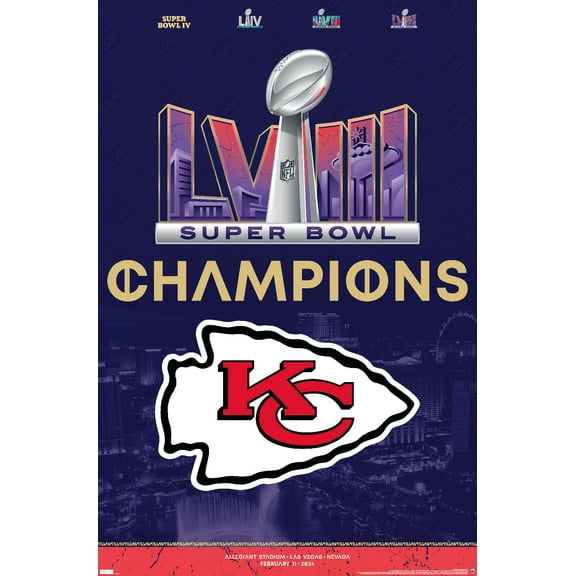 NFL Kansas City Chiefs - Super Bowl LVIII Team Logo Wall Poster, 14.725" x 22.375"