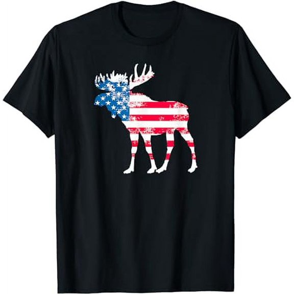 American Flag Moose T Shirt | Patriotic Moose Animal TShirt