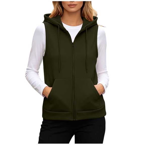 Wuztai Women's Zip Hooded Vest Sleeveless Casual Loose Solid Soft Lightweight Cardigan Jacket 4XL
