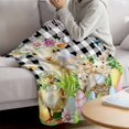 thumbnail image 3 of Easter Blanket Soft Cozy Warm Throw Blanket for Couch, Plush Fuzzy Flannel Fleece Blankets for Sofa, Spring Rabbit Sheep Duck Eggs Plants Black Plaid Bed Blankets Lightweight Gifts for Women, 50"x60", 3 of 9