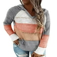 thumbnail image 1 of Women‘s Hooded Sweater Rib Knitted Long Sleeve Loose Fitting Pullover with Hood, 1 of 6