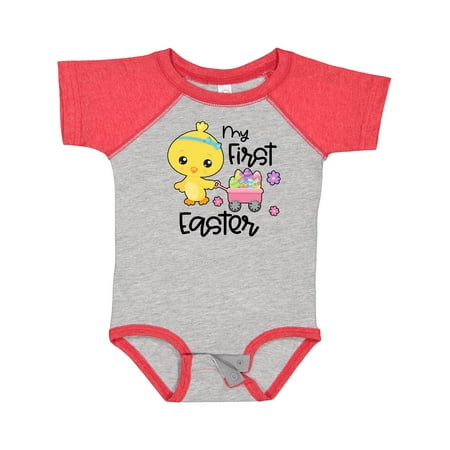 

Inktastic My 1st Easter with Baby Chick and Eggs in Wagon Boys or Girls Baby Bodysuit
