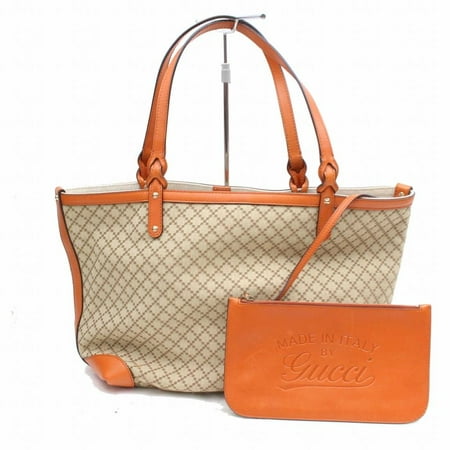 - Diamante Monogram Shopper Tote with Pouch 868909 Orange Canvas Shoulder Bag