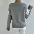 thumbnail image 4 of Women's Sweaters Elegant Floral Jacquard Knit Pullover Sweaters Stylish Comfortable Knitwear Fall Sweaters Grey S, 4 of 5