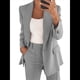 thumbnail image 1 of Conjuntos de 2 Piezas para Mujer, Grandes, Estilo Informal de Negocios, Larga, Solapa, Pantalón Recto, Trajes. Gris XL, 1 of 5
