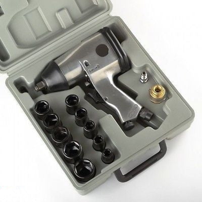 1/2" Drive Air Powered Impact Wrench and Metric Socket Set