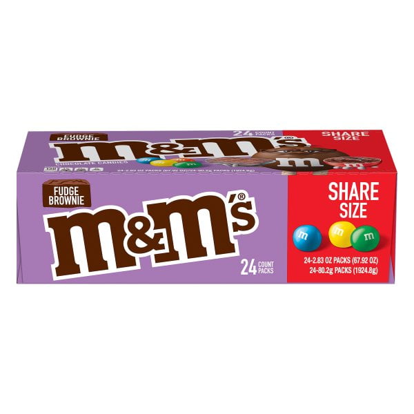 M&M'S Fudge Brownie Share Size Chocolate Candy, 2.83 oz. 24 Count Box