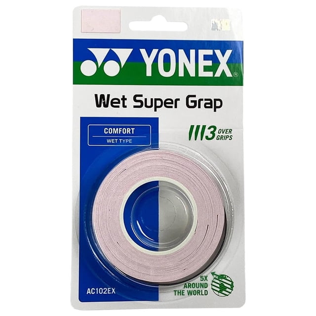 Yonex Overgrip Wet Super Grap Paquete de 3 en Rosa Brumoso