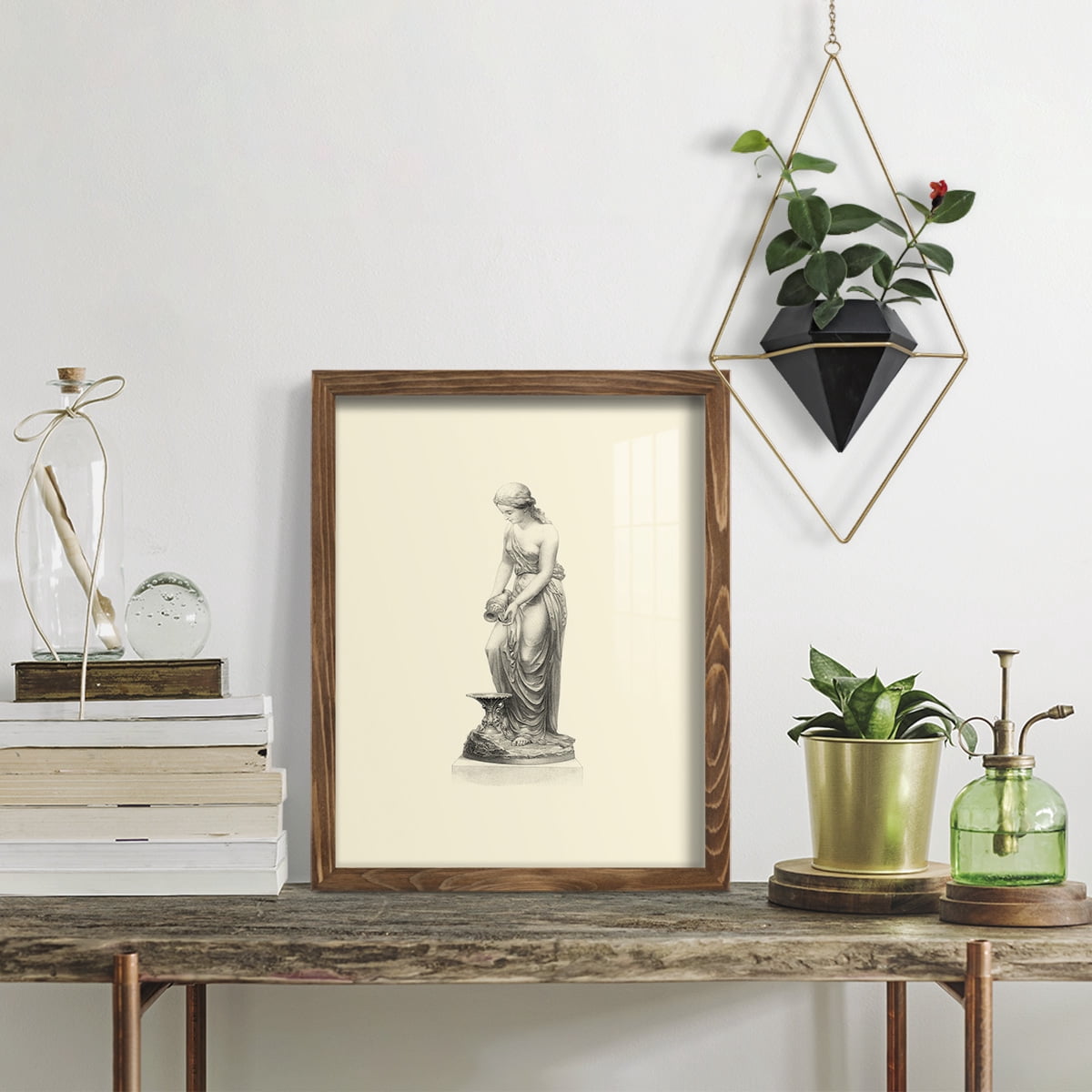 Classical Statuary II -Framed Print w/glass-Walnut