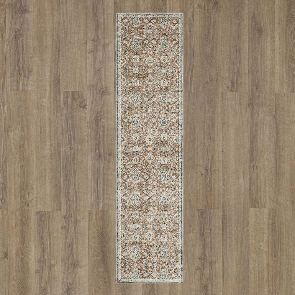 Mohawk Home Arete Floral Indoor Polyester Runner Rug, Dark Orange, 2' x 8'