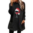 thumbnail image 1 of Gibobby Sudaderas Navideñas para Mujeres Sudadera informal holgada de otoño e invierno con estampado navideño y bolsillo de manga larga con cuello redondo(Negro,CH), 1 of 4