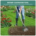thumbnail image 2 of Rotary Cultivator Garden Tool, Manual Tiller with Durable Aluminum Gears, 57-Inch Long Handle, Hand Tiller for Soil Mixing, Flower Bed Cultivation, Reseeding, and Lawn Care, 2 of 7