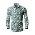 thumbnail image 2 of Leesechin Mens Floral Print Dress Shirt Flower Pattern Slim Fit Long Sleeve Button Down Shirts M-2XL, 2 of 7