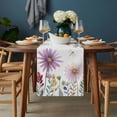 thumbnail image 2 of Purple Flowers Blossom Table Runner - 60 Inch Long, Kitchen Dining Table Runner Dresser Scarves, Spring Pastoral Garden Wildflowers Farmhouse Decor for Coffee Tables Wedding Party Banquet, 2 of 8