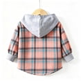 thumbnail image 5 of WQNVRNR Toddler Boys Hooded Shirt Jacket Button Down Casual Long Sleeve Plaid Print Lightweight Casual Outerwear Pink 8, 5 of 5