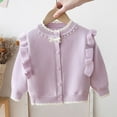 thumbnail image 5 of QQAMB Girls Cardigan Sweater Button Down Crewneck Cute Ruffle Long Sleeve with Pockets Solid Color Knit Tops, 5 of 8