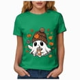 thumbnail image 6 of TOWED22 Womens Halloween Shirts Tshirts Spooky Season Ghost Vintage Graphic Tees Funny Crewneck Short Sleeve Tops(Green,XL), 6 of 8