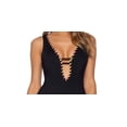 thumbnail image 3 of Bar III Women's Reversible Neon Braided Trim One Piece Swimsuit Swimsuit Black Size Small, 3 of 3