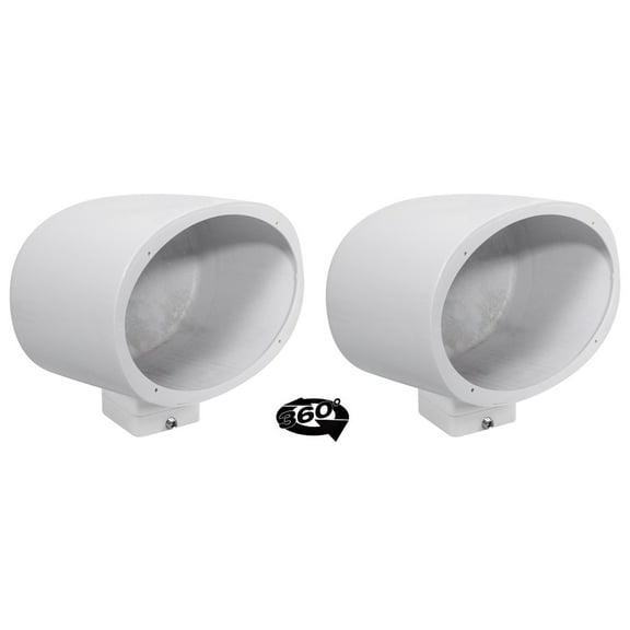 2) Rockville MAC69W 6x9" 360° Swivel White Aluminum Surface Mount Speaker Pods