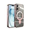 thumbnail image 2 of Dteck Magnetic for iPhone 16 Case with Invisible Stand Compatible with MagSafe, Full Camera Lens Protector Plating Bumper Shockproof Not Yellowing Clear Cover for iPhone 16,Rosegold, 2 of 6