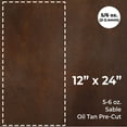 thumbnail image 6 of ELW Oil Tanned Leather 5-6 oz 2-2.4mm Pre-Cut Size 2 PCS 12"x12" in Sable Brown Cowhide Full Grain Leathercraft for Holsters, Knife Sheaths, Tooling, Embossing Stamping, 6 of 10