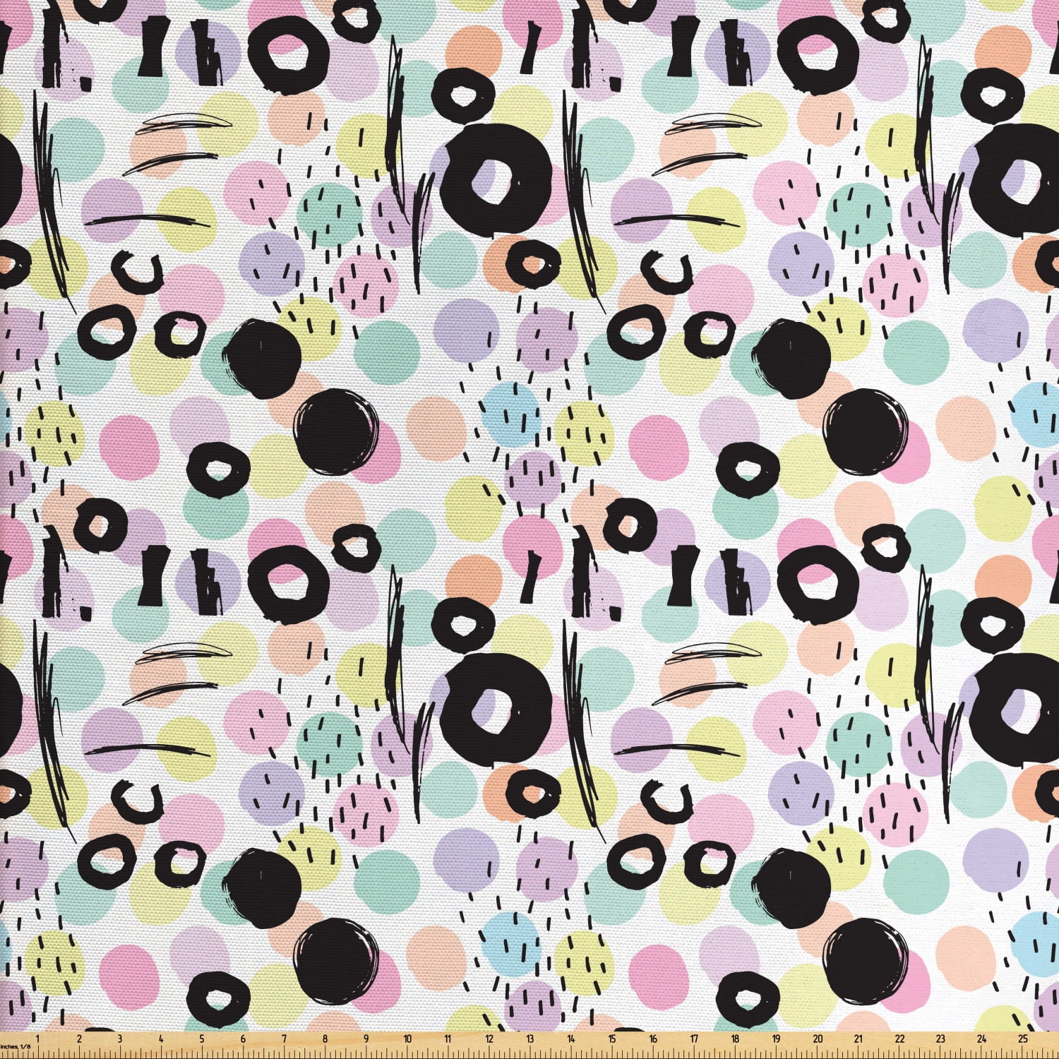 Grunge Fabric by The Yard, Polka Dots in Lively Colors and Scribble Art ...